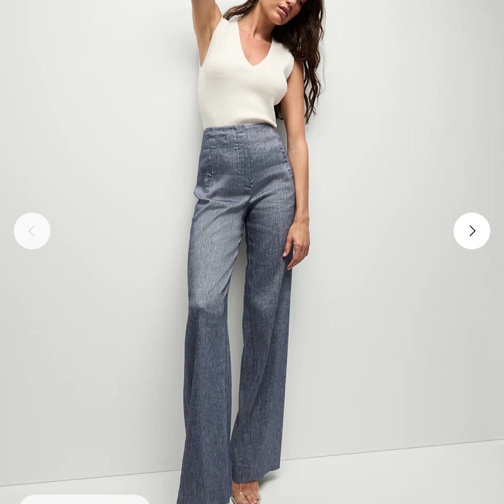 Veronica Beard - Jude Linen High-Waisted Wide Leg pants